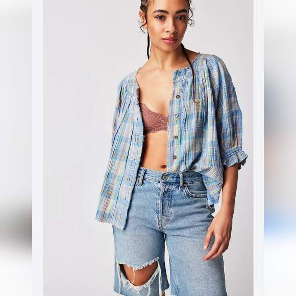 NWOT The FreeLucy Swing Plaid Top - Picture 3 of 9